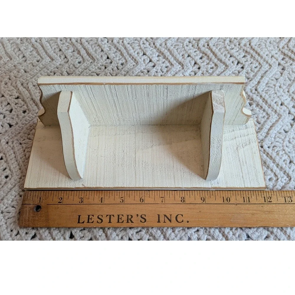 Vintage Farmhouse Wood Wall Shelf Distressed Cream Floating Display Ledge 12in